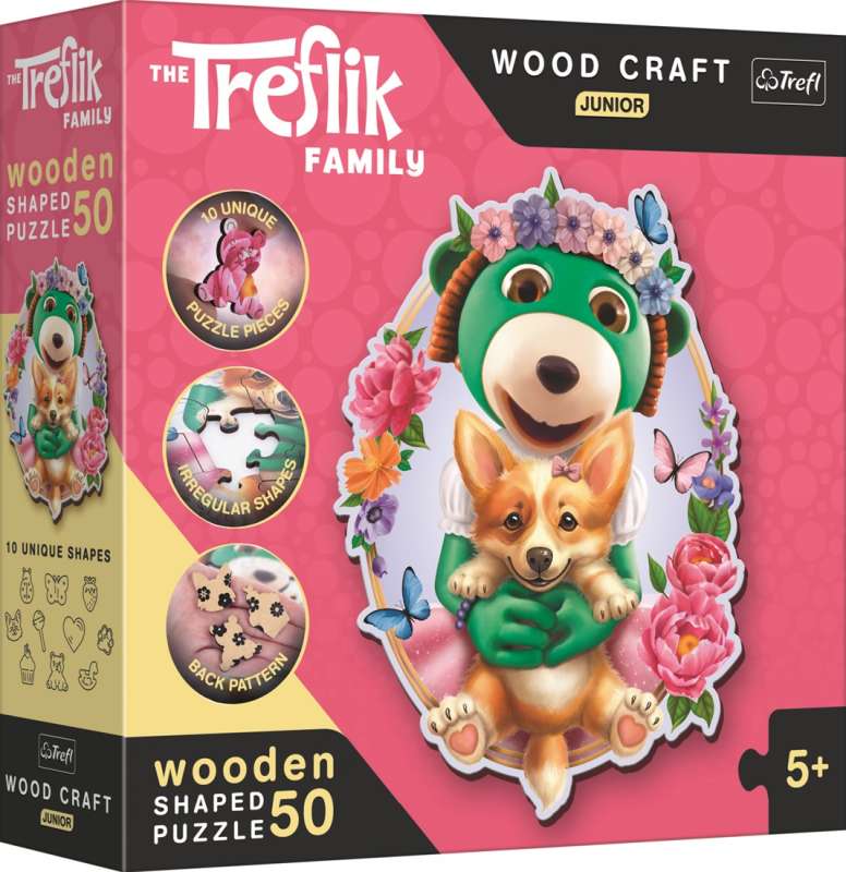Пазл 50 Wood Craft Junior Trefl: Happy Trefliks