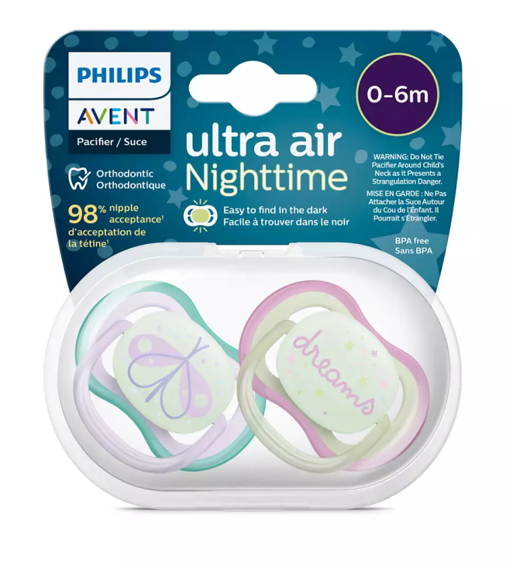 Соска Philips Avent Ultra Air Night, 0-6 мес., 2 шт.