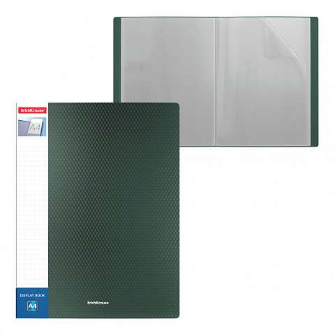Папка файловая пластиковая с карманом на корешке ErichKrause® Diamond Original, c 30 карманами, A4, зеленый