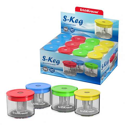 Пластиковая точилка ErichKrause® S-Keg с контейнером, цвет корпуса ассорти