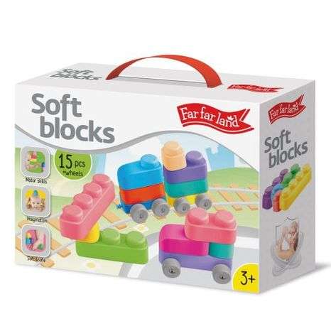 Развивающая игрушка - Мягкие блоки 15 блоков + 12 колес