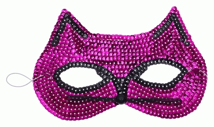 Карнавальная маска Кошечка с пайетками, цвет фуксия