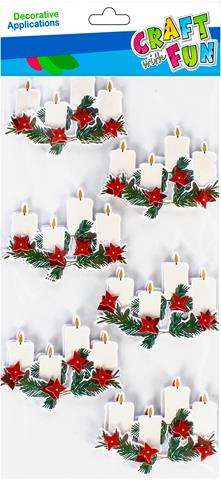 Рождественский декор-наклейка Рождественский венок со свечами, 6 шт.