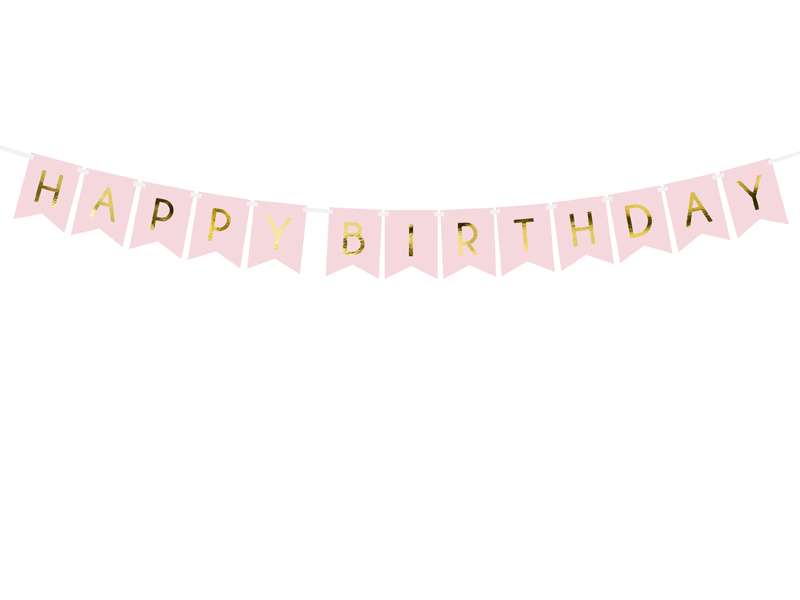 Праздничная гирлянда Happy Birthday, 15x175см, розовая