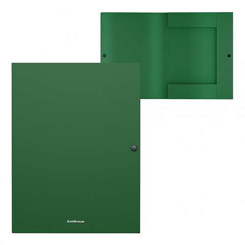 Папка на кнопке пластиковая ErichKrause® Matt Classic, с 3 клапанами, 8мм, A4, зеленый