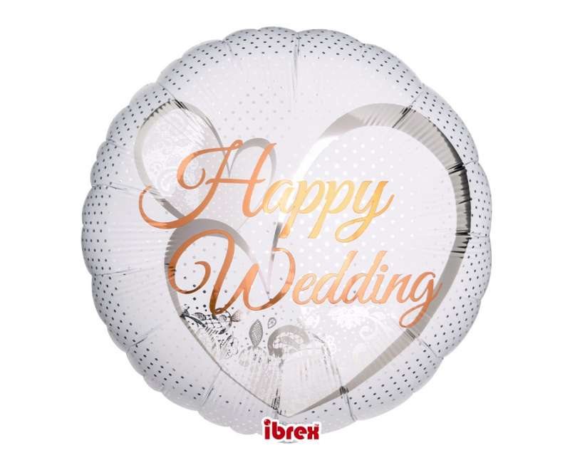 Фольгированный шар  Ibrex 14 - Happy Wedding Lace White