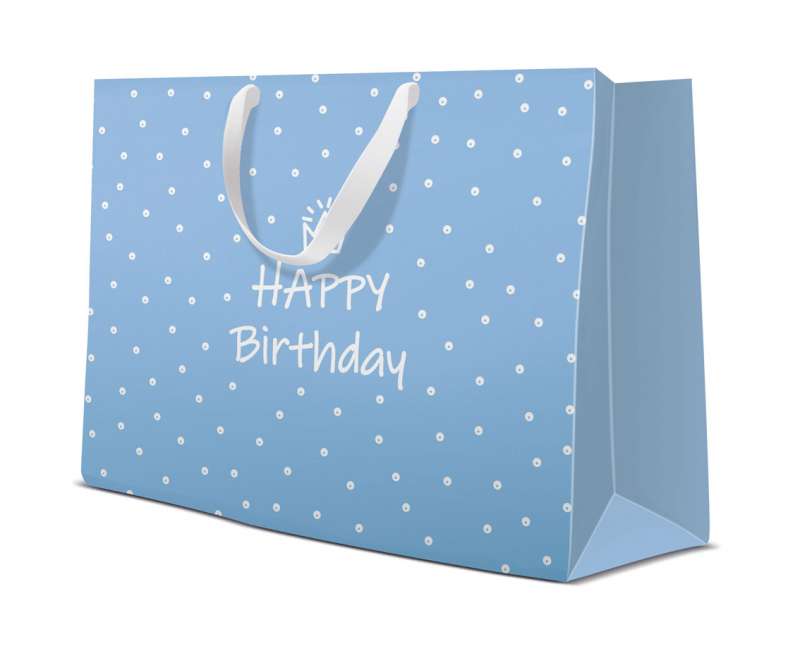 Подарочный пакет PAW Happy Birthday, светло-синий