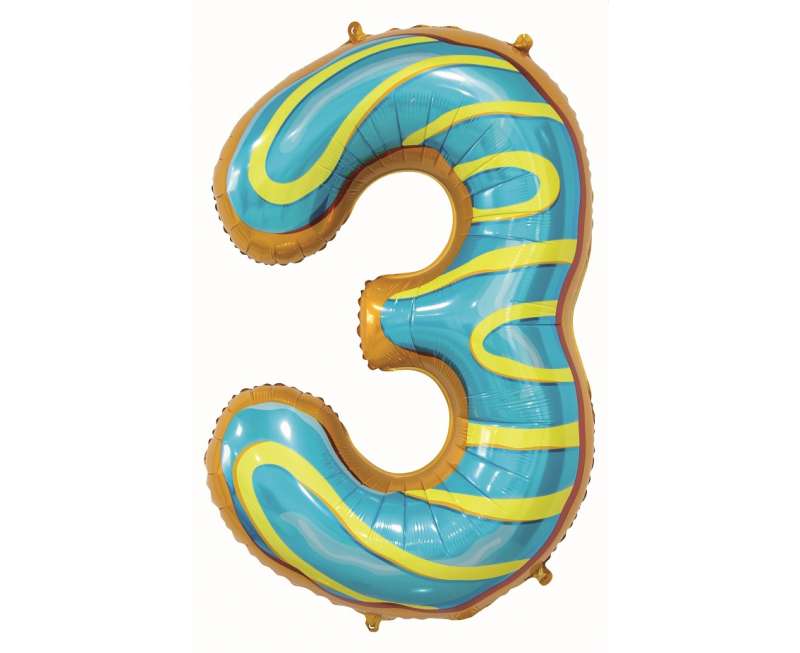 Фольгированный шар  digit 3, Cookie, 78 см 