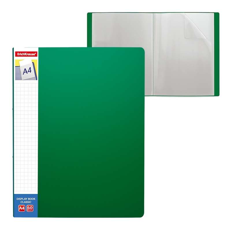 Папка с 60 карманами Classic Plus, А4, зеленая