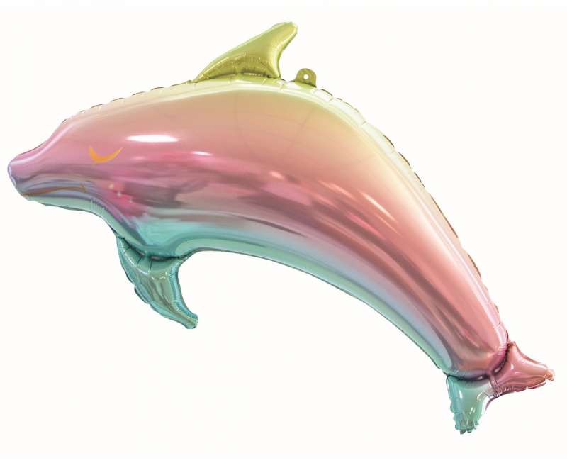 Фольгированный шар 93см Dolphin, rainbow colour