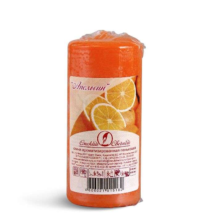 Свеча ароматизированная пеньковая 40х90 апельсин 