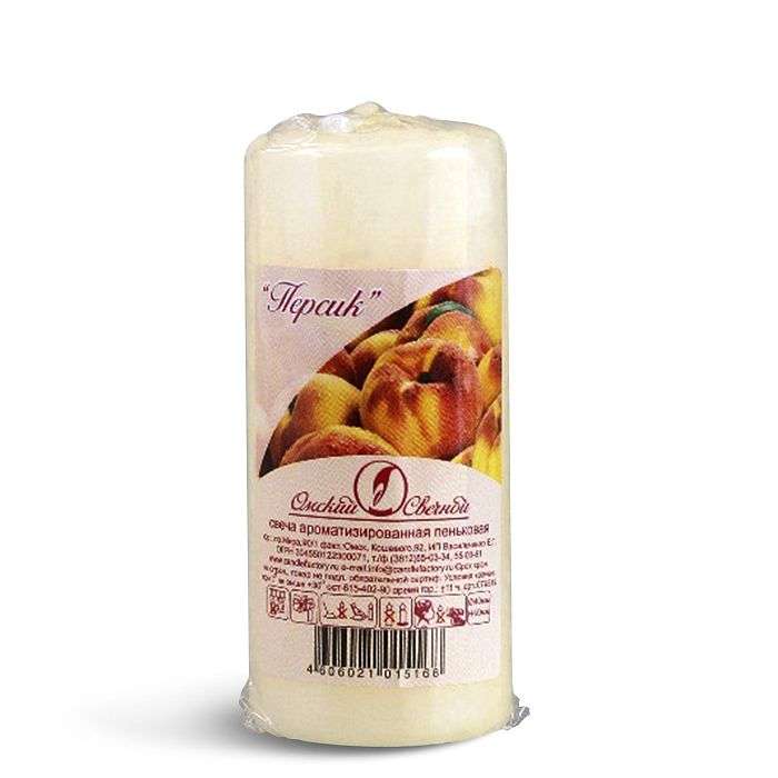 Свеча ароматизированная пеньковая 40х90 персик 