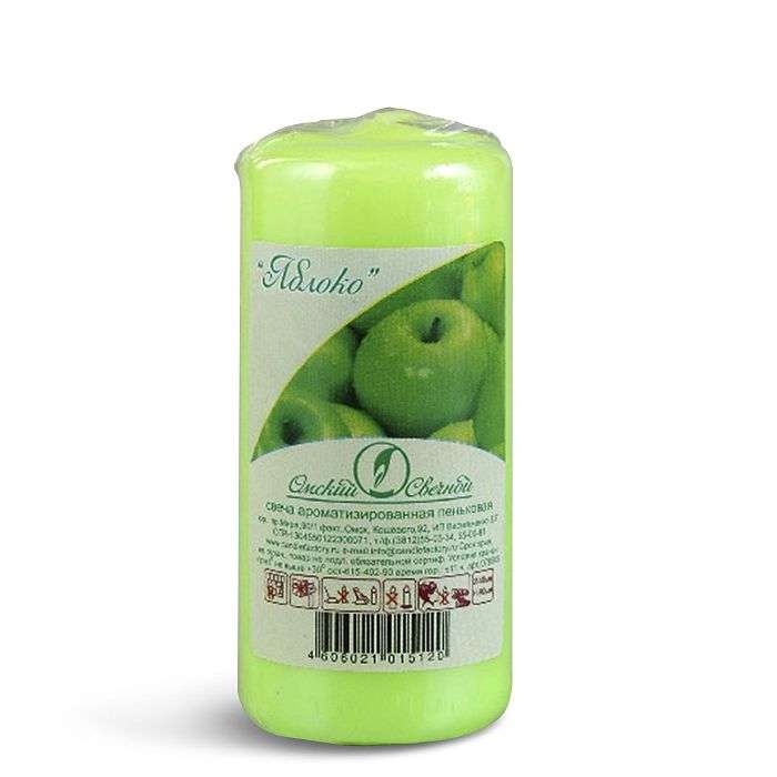 Свеча ароматизированная пеньковая 40х90 яблоко 