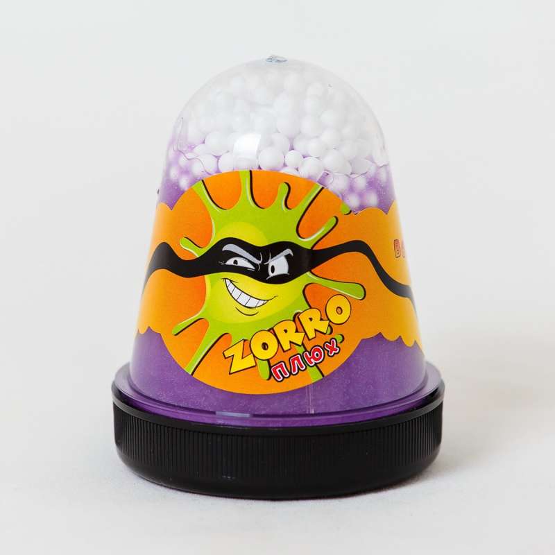 Слайм Плюх ZORRO перламутровый с шариками, фиолетовый, 130 г 