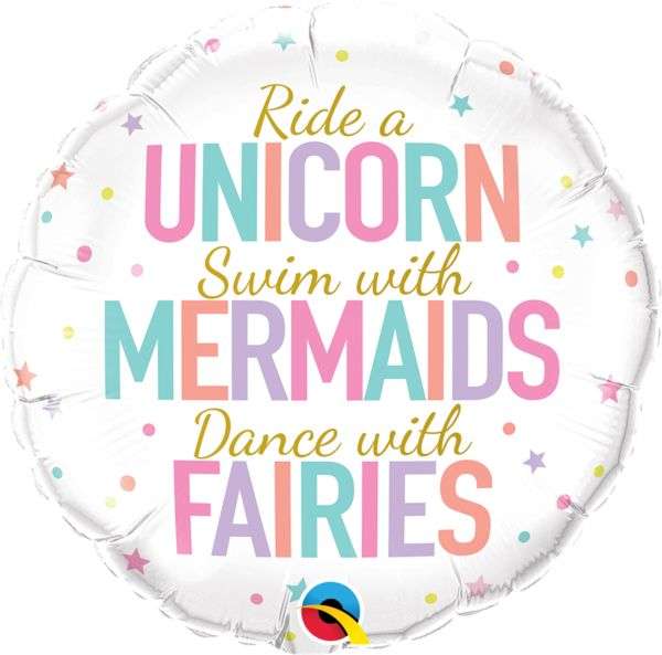 Фольгированный шар 18 Unicorn,Mermaids,Fairies