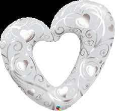 Воздушный шар 42 Hearts & Filigree Pearls Белый