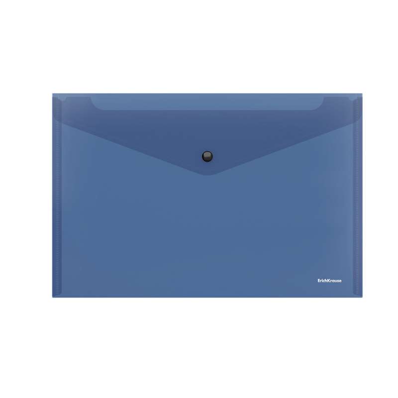 Папка-конверт на кнопке "Glossy Classic", полупрозрачная, А4, синяя ErichKrause, цвет синий
