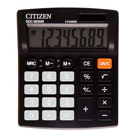 Калькулятор настольный "Citizen SDC-805NR", 8 разрядов, 105x120x21 мм