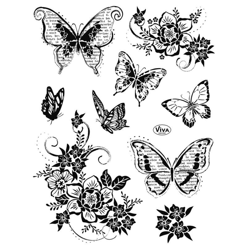 Штампы силиконовые VIVA  "Бабочки,цветочки"