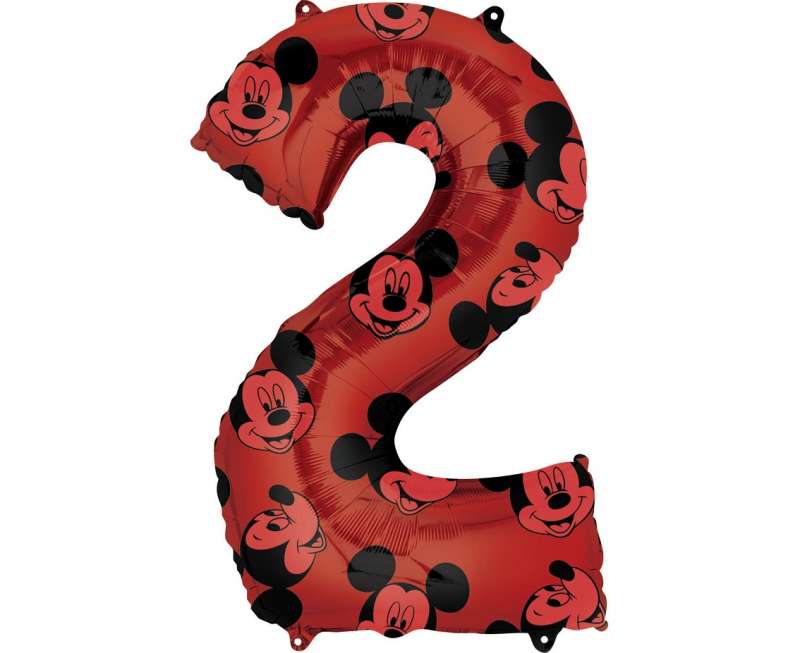 Фольгированный шар 66см "Nr.2 Mickey Mouse" красный
