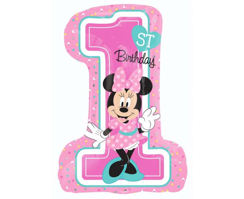 Фольгированный шар 36" Micky Mouse 1st Birthday" розовый