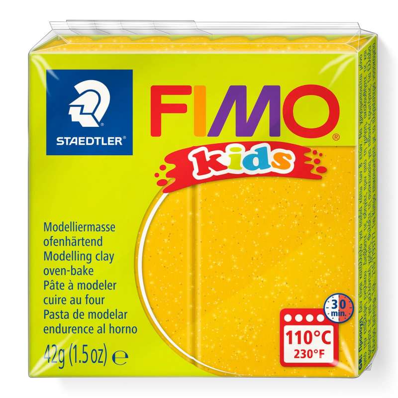 Полимерная глина FIMO KIDS, желтый с глиттером