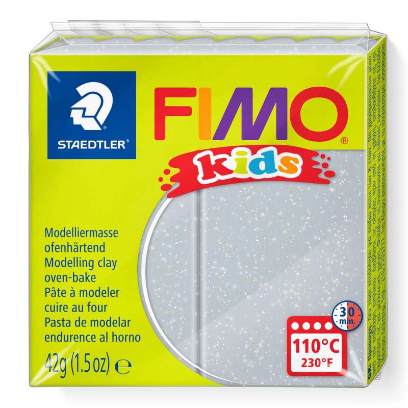 Полимерная глина FIMO KIDS, серый с глиттером