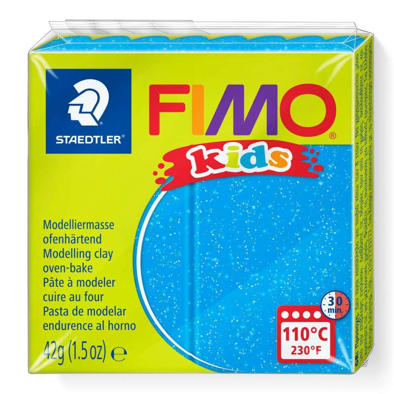 Полимерная глина FIMO KIDS, голубой с глиттером