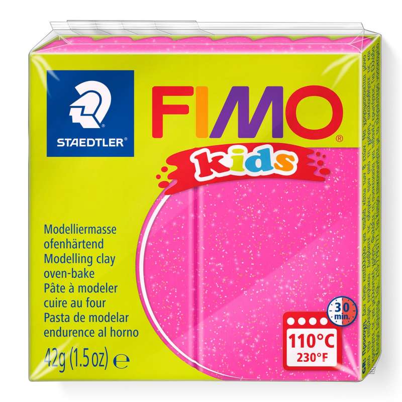 Полимерная глина FIMO KIDS, розовый с глиттером
