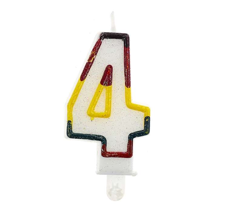 Свеча для торта "4", с блёстками
