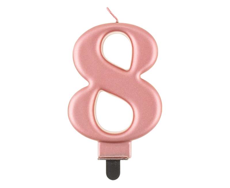 Свеча для торта "8" Розовый металлик 8,0см