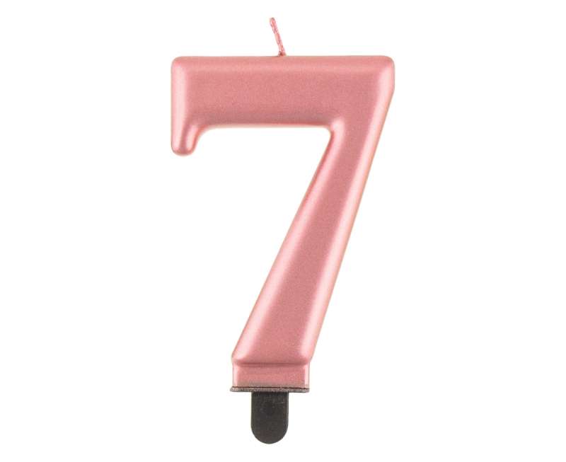 Свеча для торта "7" Розовый металлик 8,0см