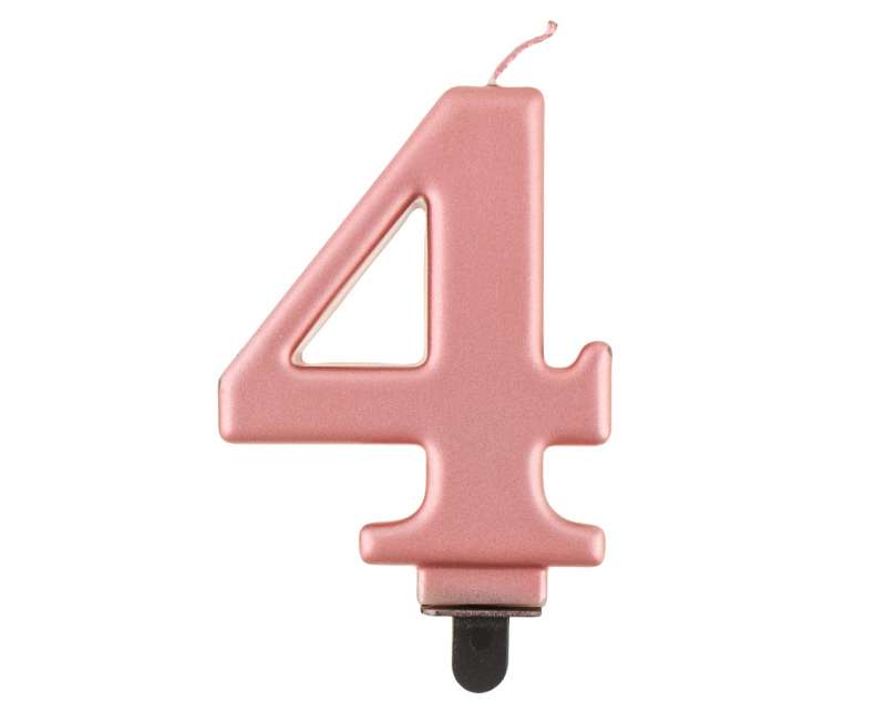 Свеча для торта "4" Розовый металлик 8,0см