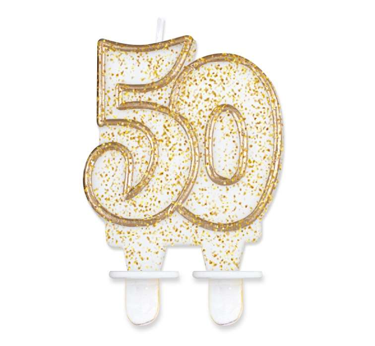 Свеча для торта "50" gold outlaine