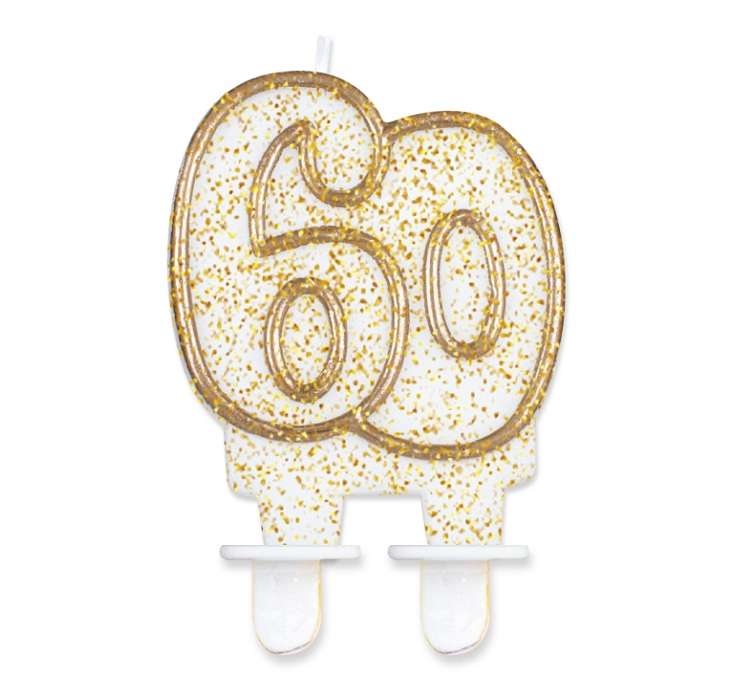 Свеча для торта "60" gold outlaine