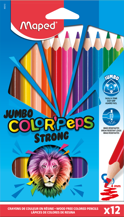 Цветные карандаши MAPED "ColorPeps Jumbo Strong" 12 цветов