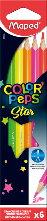 Цветные карандаши MAPED ColorPeps Fluo, 6 цветов