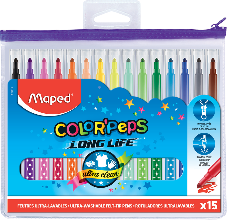 Фломастеры MAPED ColorPeps Long Life 15 цветов