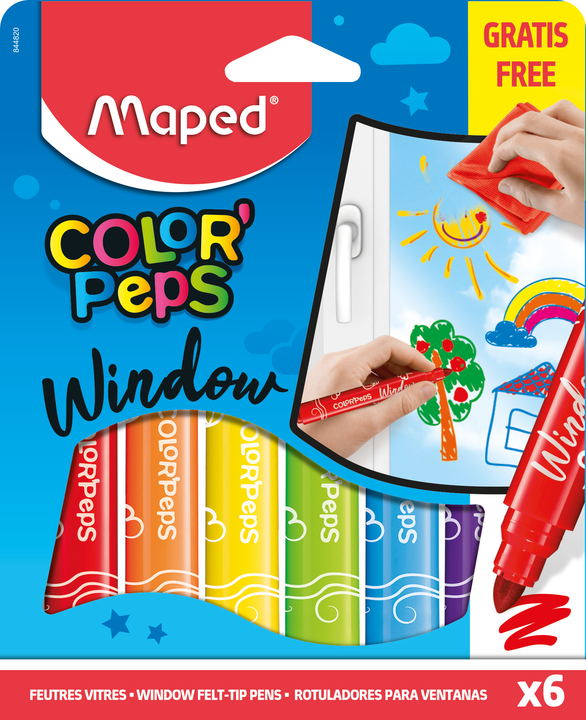 Фломастеры Colorpeps Window 6 цветов + тряпочка из микроволокна