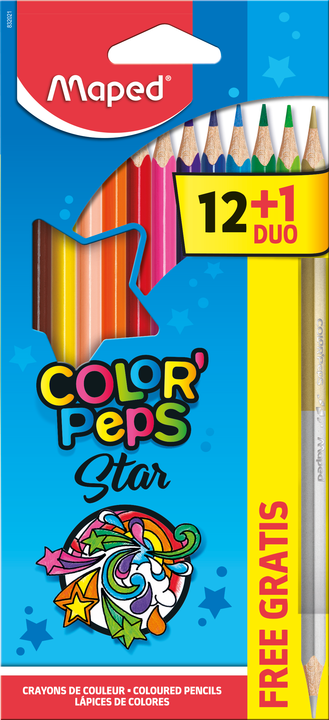 Цветные карандаши MAPED Color`Peps"12 штук + 1 DUO золото/серебро