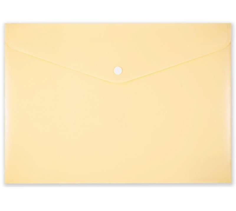 Папка-конверт с кнопкой А4, светло-желтая