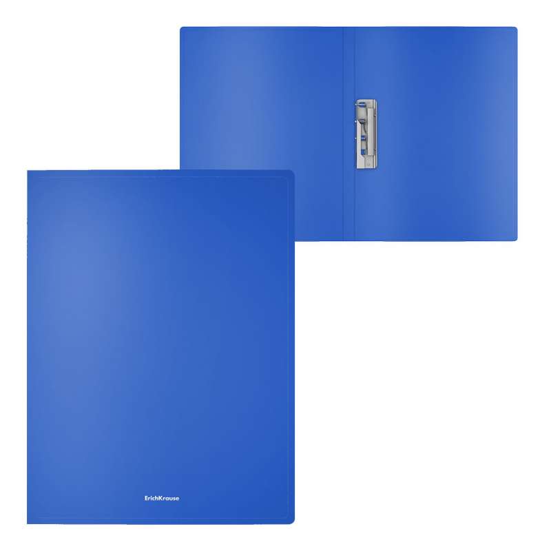 Папка с боковым зажимом пластиковая ErichKrause Classic, A4, синий 