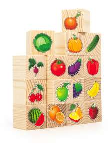 Набор кубиков - Овощи-фрукты 16 шт