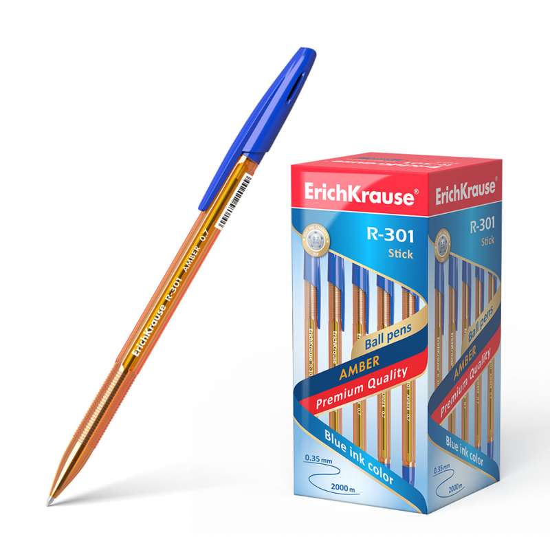 Ручка шариковая ErichKrause R-301 Amber Stick 0.7, цвет чернил синий 