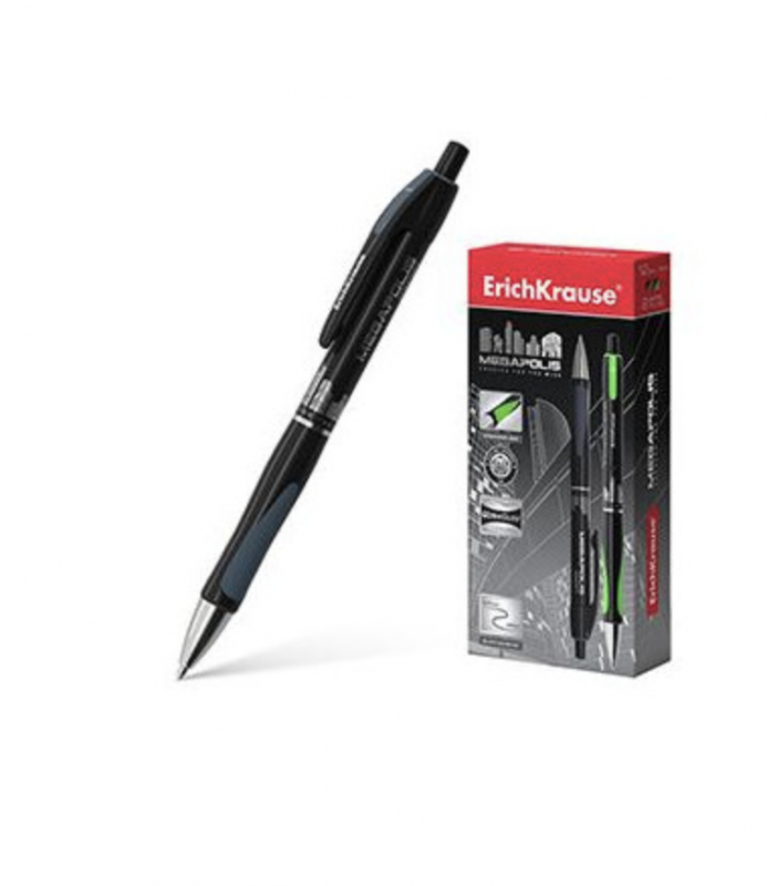 Шариковая ручка с металлизированным наконечником, черная 