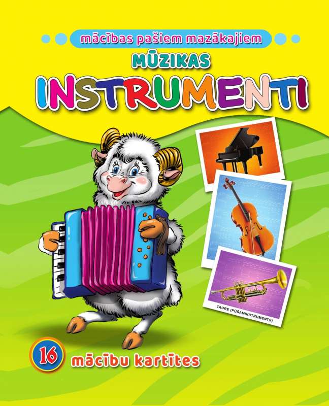 Mūzikas instrumenti. 16 apmācības kartiņas