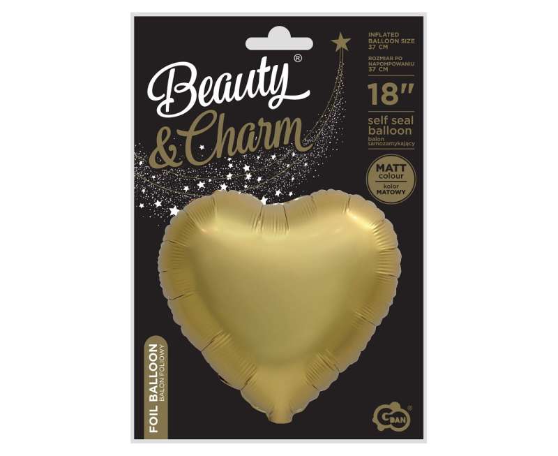 Фольгированный шар 18 - Golden Heart, матовый 