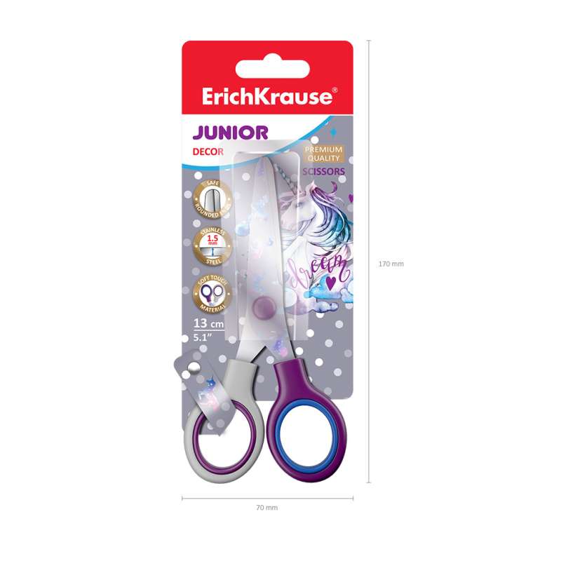 Ножницы ErichKrause Junior Decor Dream Unicorn, 13 cm