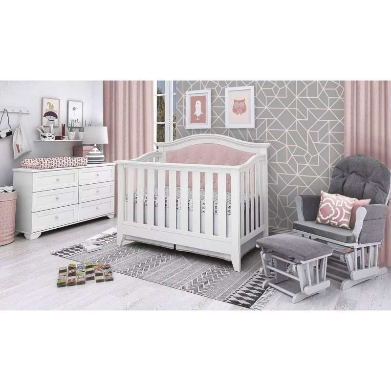 Детская кроватка MO-17 размер 140*70, бело-розовая