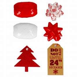 Рождественский набор для упаковки ленты 2 шт./бантик 6 шт./карточки 6 шт. красный/белый 